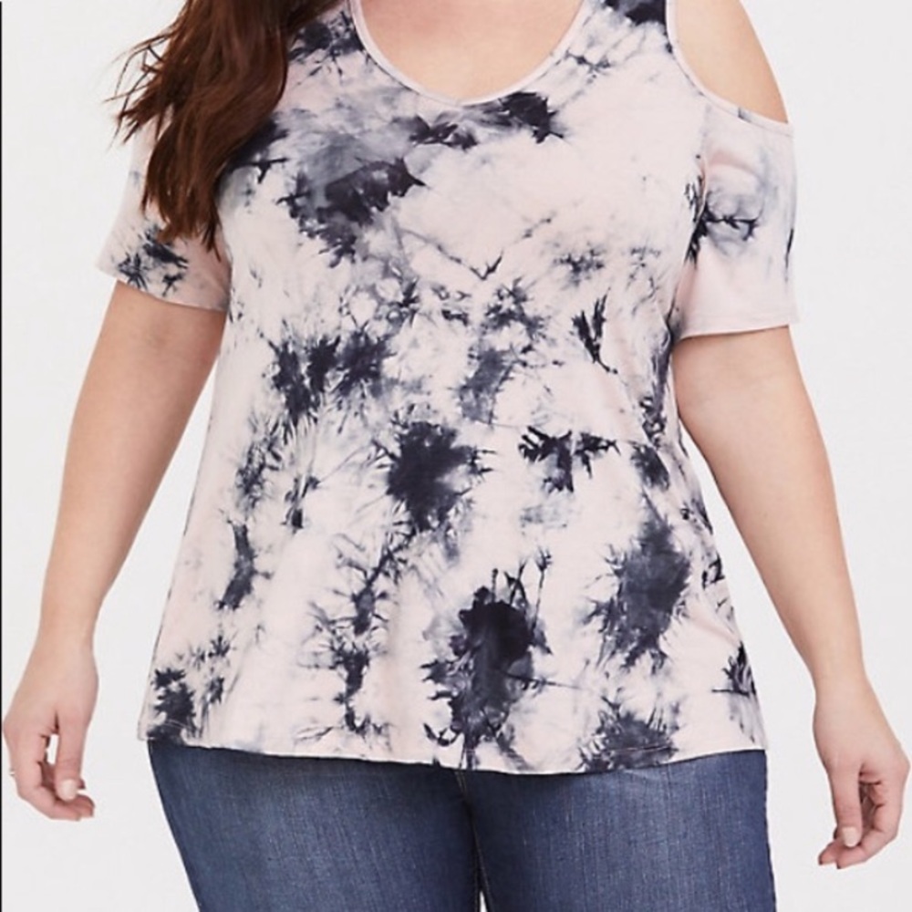 Torrid pink & grey tie- dye cold shoulder tee